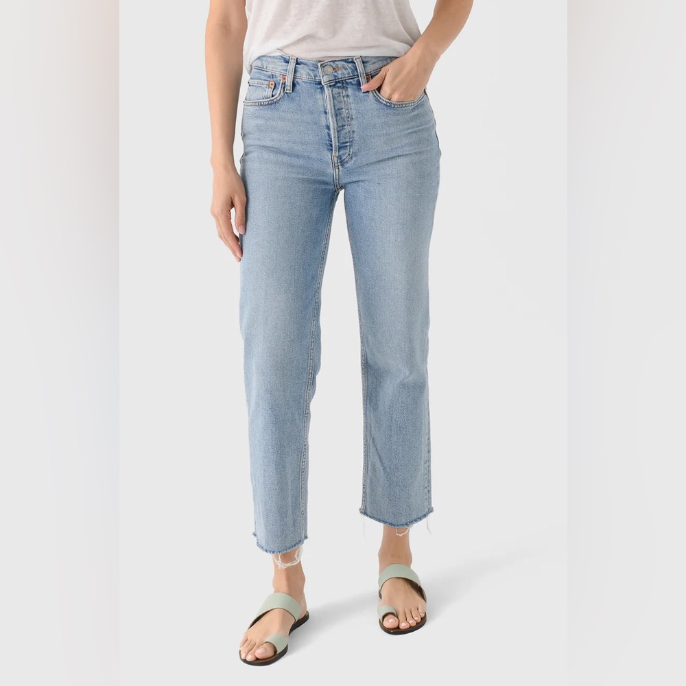 RE/DONE WOMEN'S HIGH RISE STOVE PIPE JEAN SIZE 31p